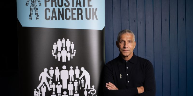 202604 Chris Hughton In Front Of Prostate Cancer Sign