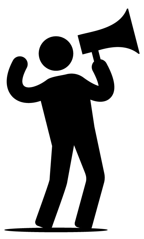 The Prostate Cancer UK 'Men of Men' icon with a megaphone